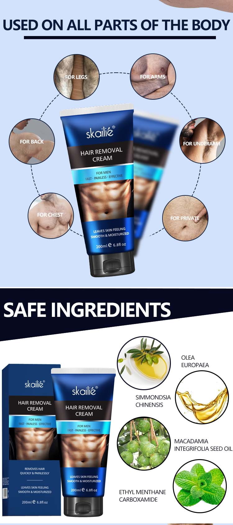 Crème dépilatoire pour hommes
